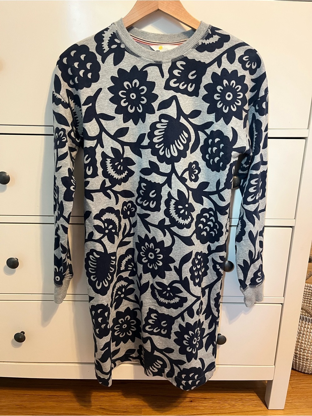 Boden Gray Knit Dress with Navy Floral Print Dress